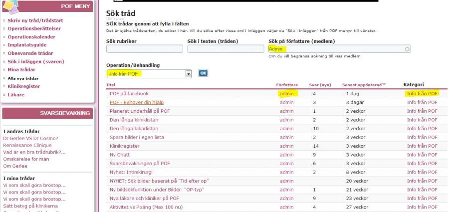 Sök trådar av viss medlem